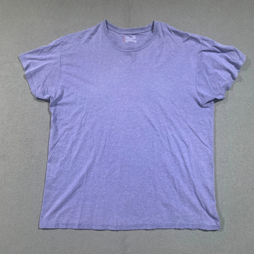 Hanes Grunge Mens Blue Heather Short Sleeve Crew Neck Tagless Basic T-Shirt XL
