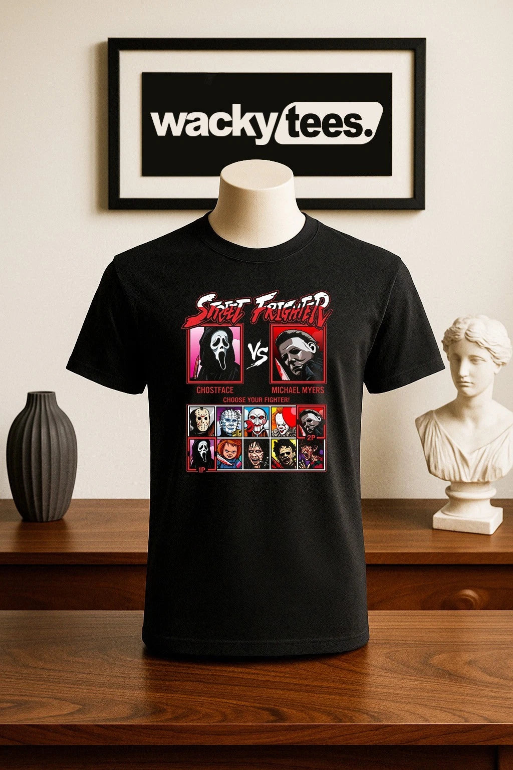 Street Frighter Game Style Serial Killers Terror Horror Halloween Graphic Tee Sh