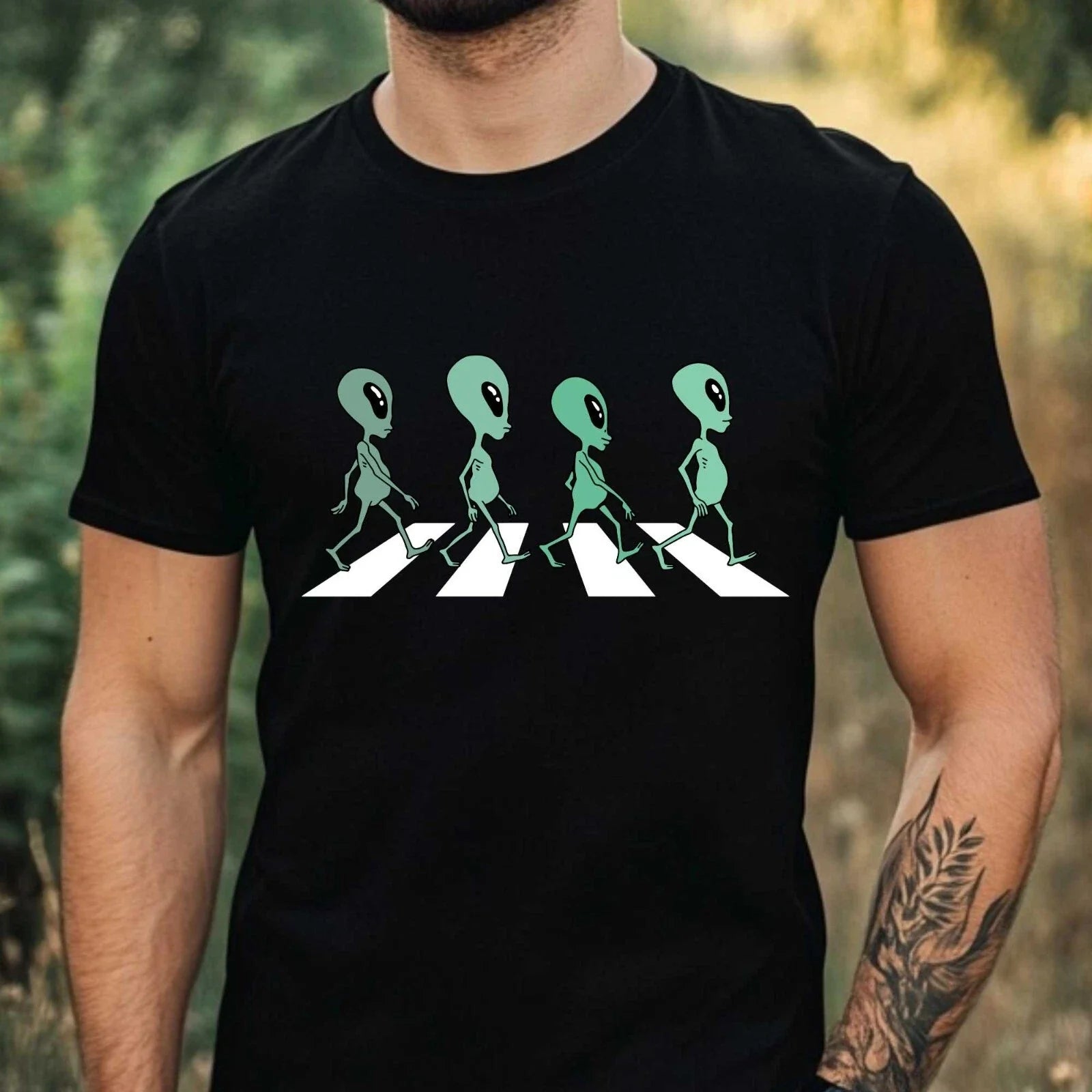 Mens Alien Motif Cotton T-Shirt Size XS to 5XL