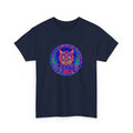 Cool Modern Art Cat Mandal T-Shirt, Cool Kitty Tee, Unique Feline Top