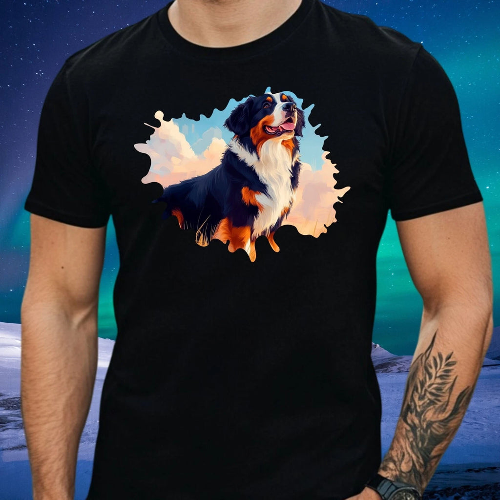 Mens Bernese Mountain Dog Motif Cotton T-Shirt Size XS to 5XL