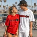 Spitfire Wheels Checkerboard T-Shirt Skateboarding Streetwear Red Black Tee