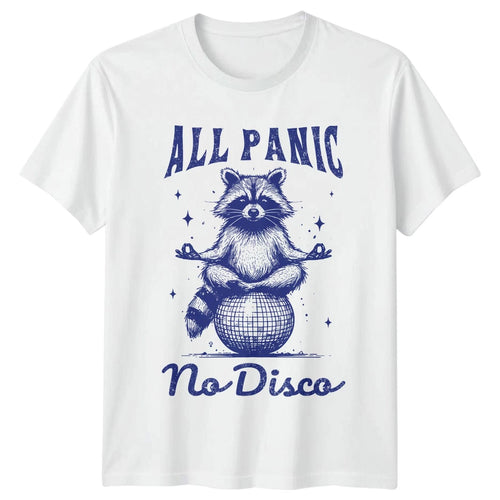 All Panic No Disco T-Shirt Raccoon Zen Disco Ball Animal Humor