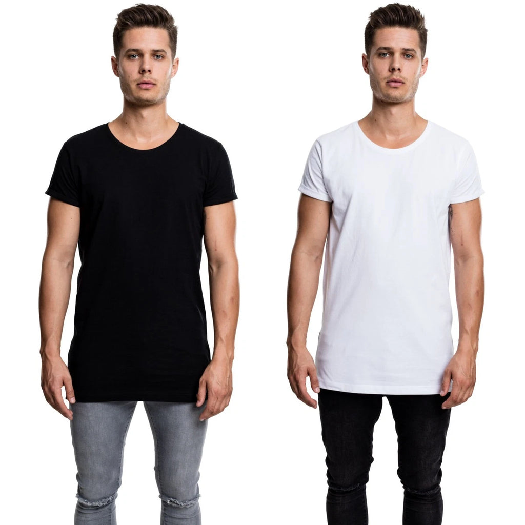UrbanClassics T-Shirt Long Shaped Side Zip Tee Men Zipper Black White