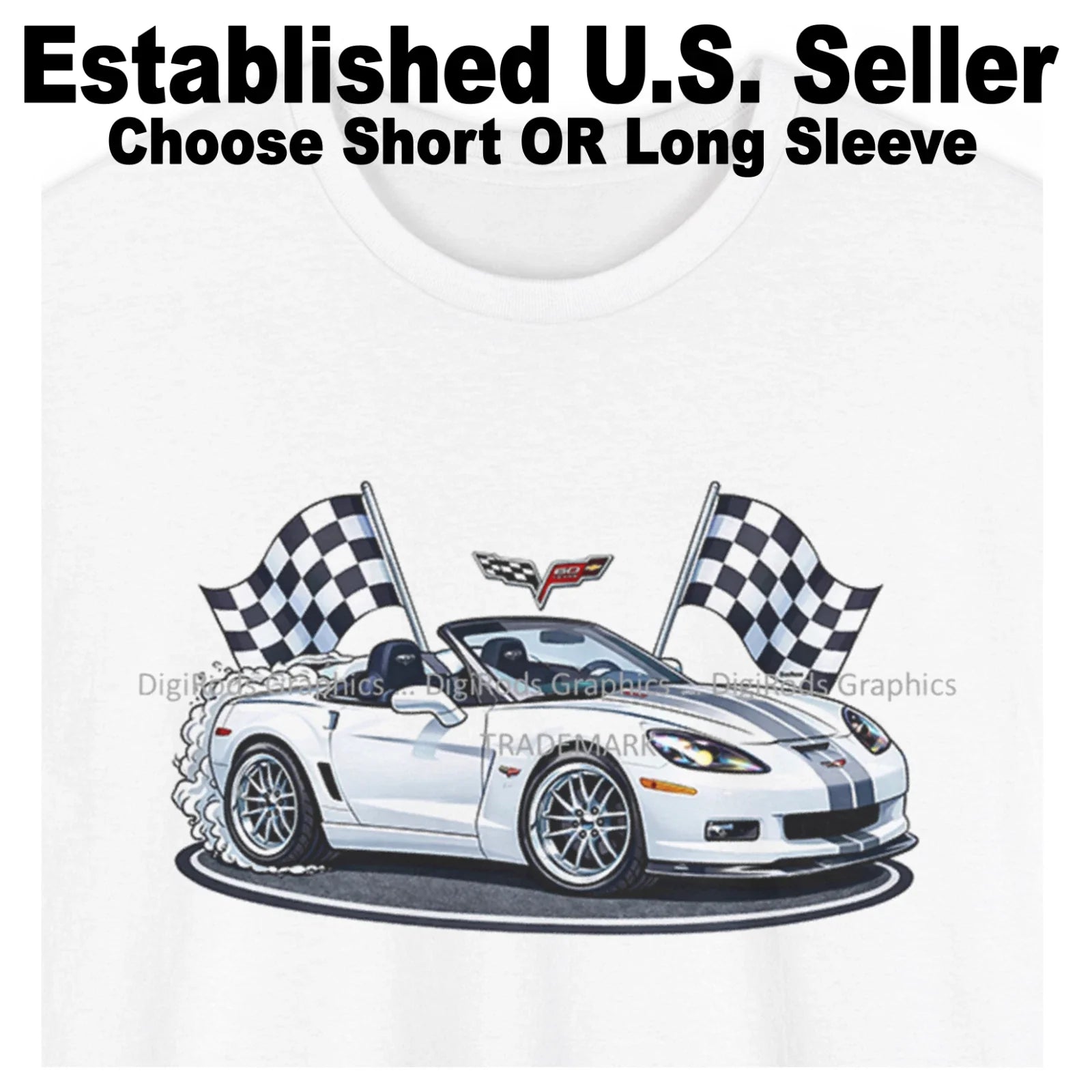 DigiRods Chevy Corvette C6 2013 60th Anniversary  Cartoon Car T Shirt