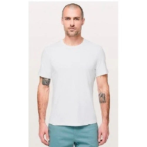 White Bamboo Cotton Blend Short Sleeve Crewneck T-Shirt Mens Large UPF 50+