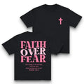 100% Cotton Faith Over Fear Graphic Tees - Vintage Trendy Urban Streetwear for F