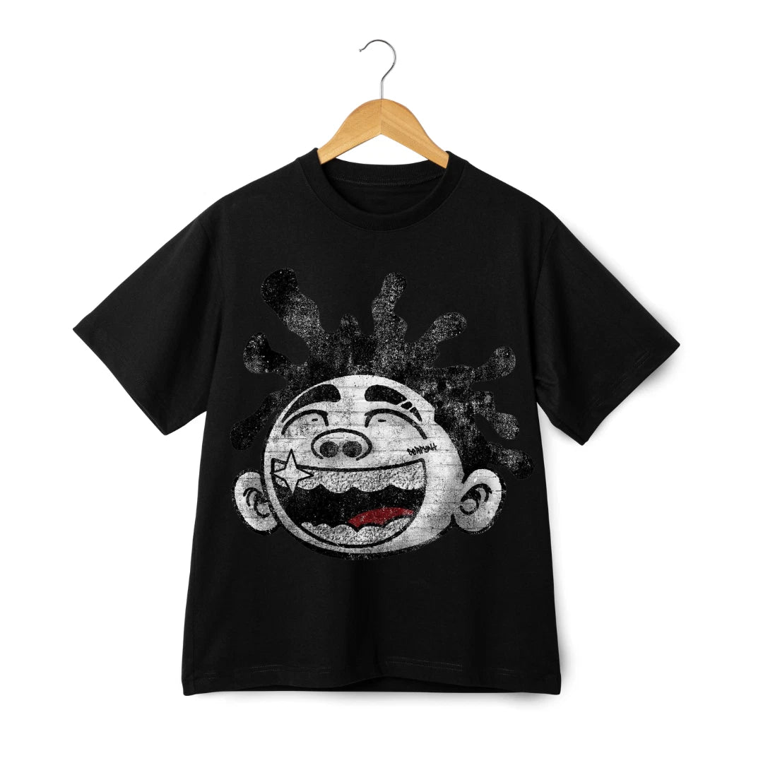 Y2K Big Face Cartoon Graphic T-Shirt – Gothic Streetwear Hip Hop Tee