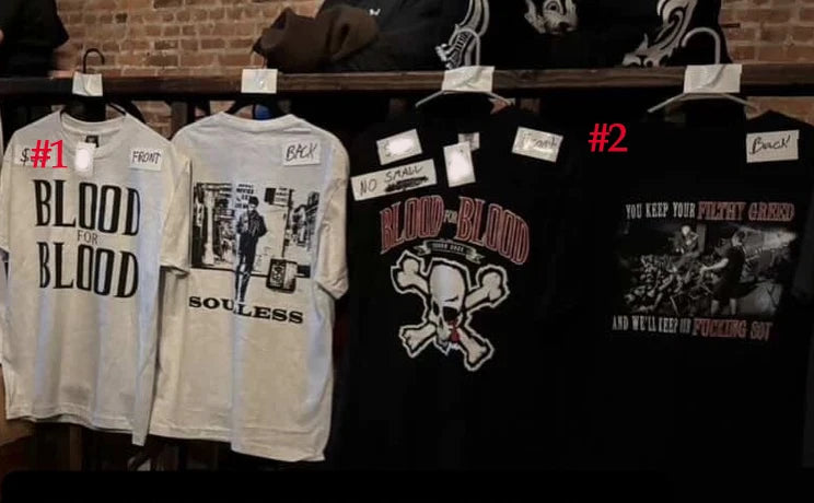 Blood For Blood Soulless T-Shirt, Hardcore Punk Band Merch Double Sided