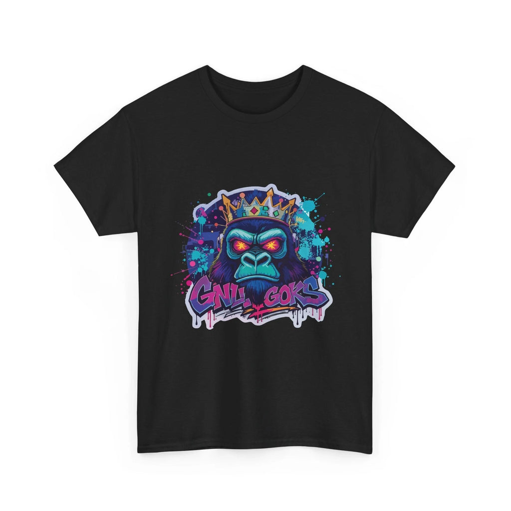 Neon Graffiti Gorilla King T-Shirt | Streetwear Crowned Ape Graphic Tee, Cotton