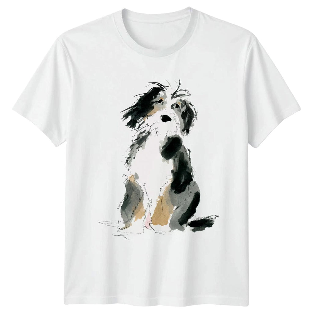 Watercolor Dog Art T-Shirt Border Collie Dog Lovers Birthday Gift For Him Her