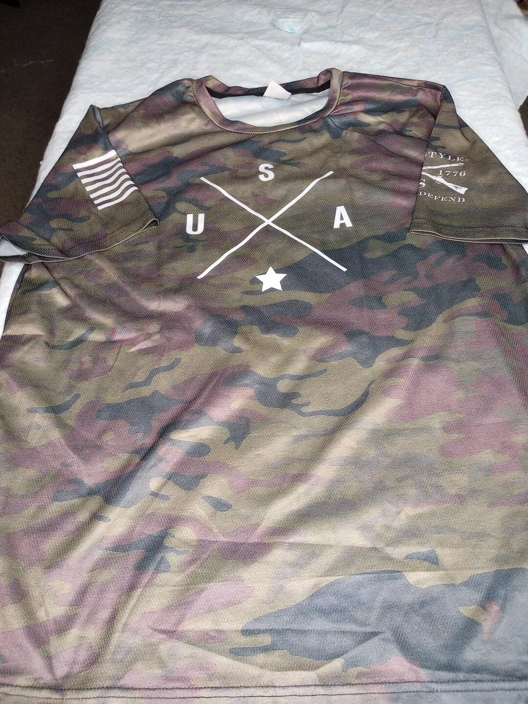 Grunt Style Simple USA T-Shirt - Woodland Camo Size X-Large