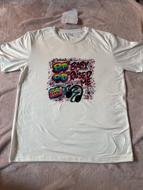 80's Baby 90's Raised Me Airbrush Graffiti Graphic T-Shirt