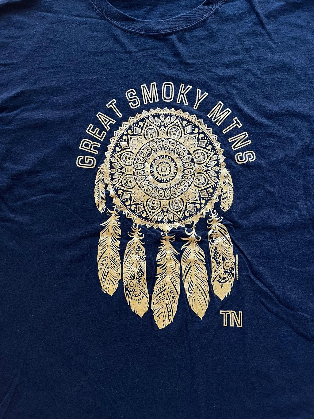 Great Smoky Mountains Black T-shirt Dreamcatcher Native American Indian