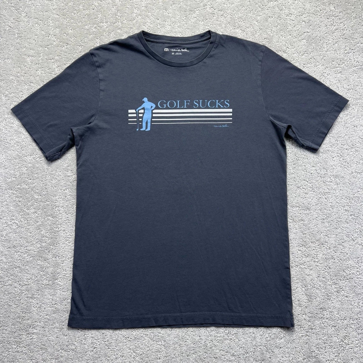 TravisMathew T-Shirt Mens M Gray Blue Golf Sucks Graphic Pima Cotton Streetwear