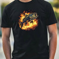 Mens Bass Fish on Fire Motif Cotton T-Shirt Size XS to 5XL