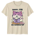 Sorry, I'm All Booked Up Cat Reading T-Shirt, Cute Book Lover Tee