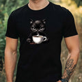 Mens Grumpy Black Cat Print Cotton T-Shirt Size XS to 5XL