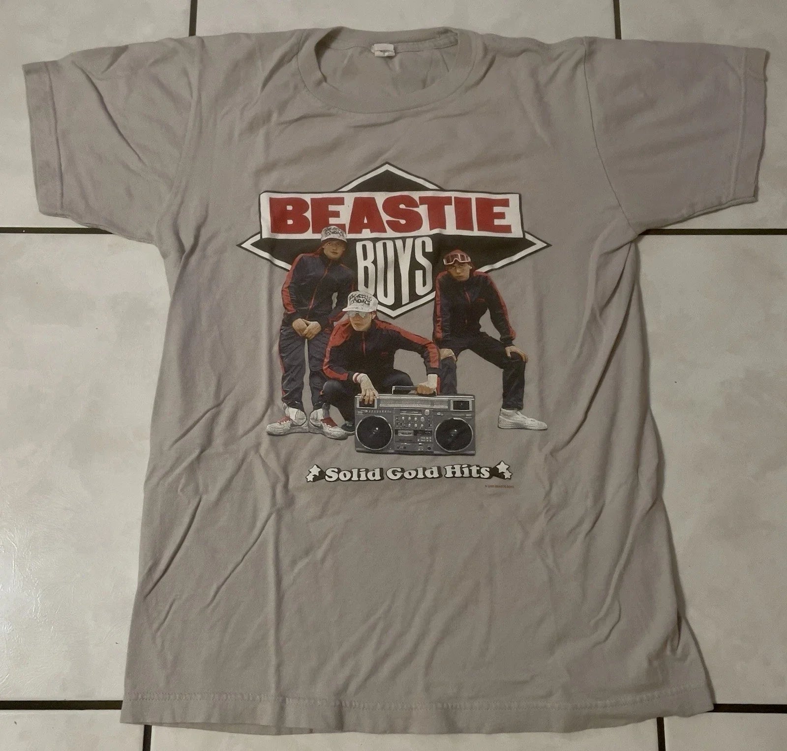 Beastie-Boys Solid-Gold-Hits Hip-Hop Shirt Small Gray 2012 Classic Hip Hop trio!