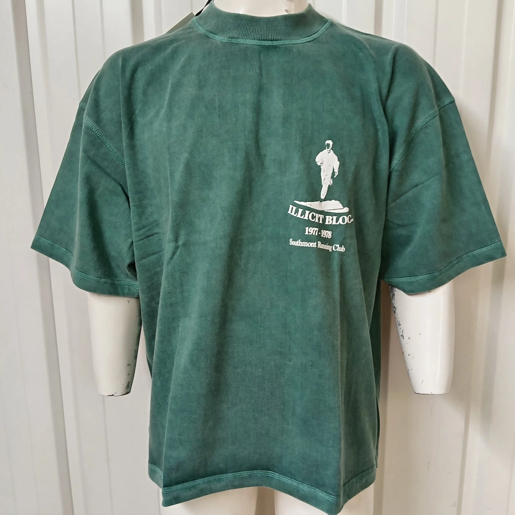 Illicit Bloc Members T-Shirt Washed Green 300GSM 100% Cotton Boxy Fit