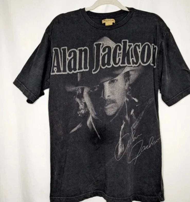Alan Jackson Men  Vintage Black T-shirt