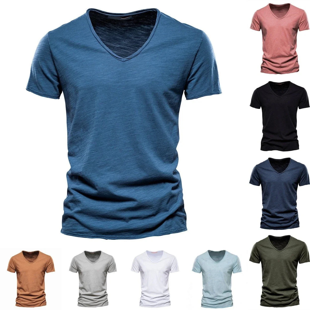Camiseta Hombre Manga Corta Color Sólido Casual Verano Slim Fit Básica