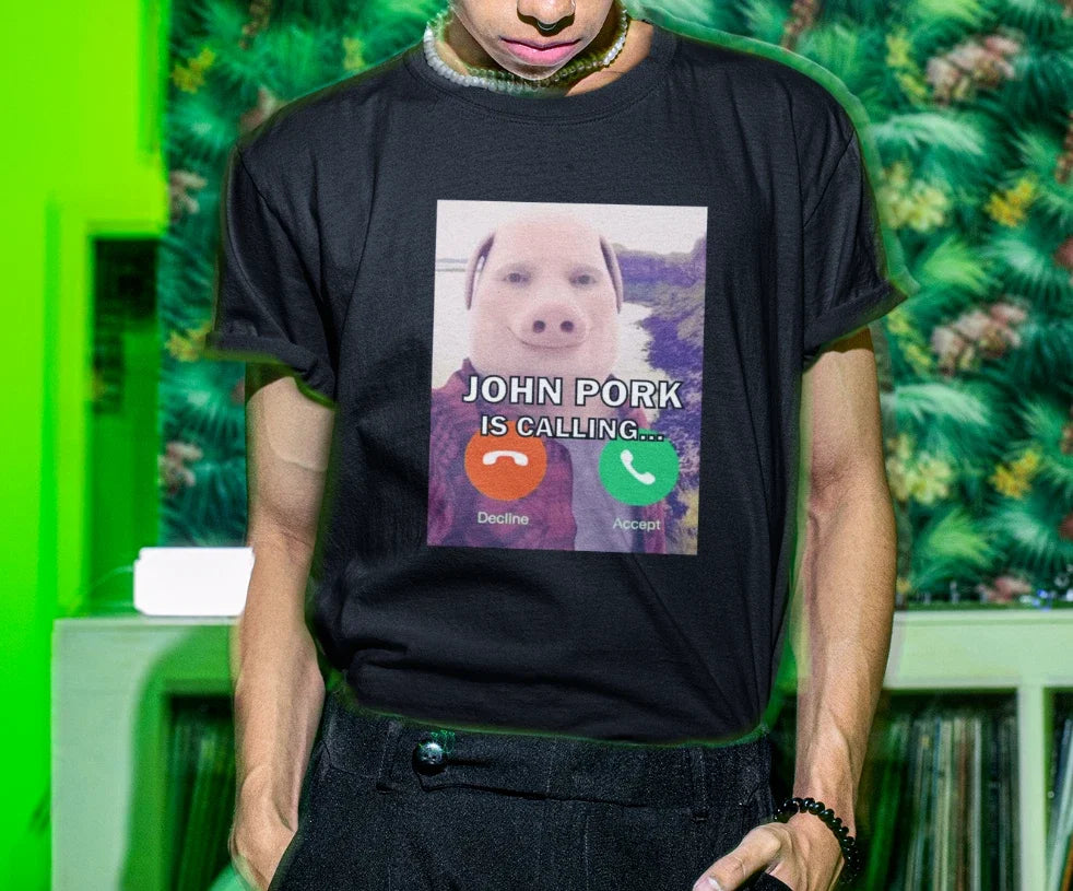 John Pork Is Calling Funny T-Shirt For Men Meme Shirt