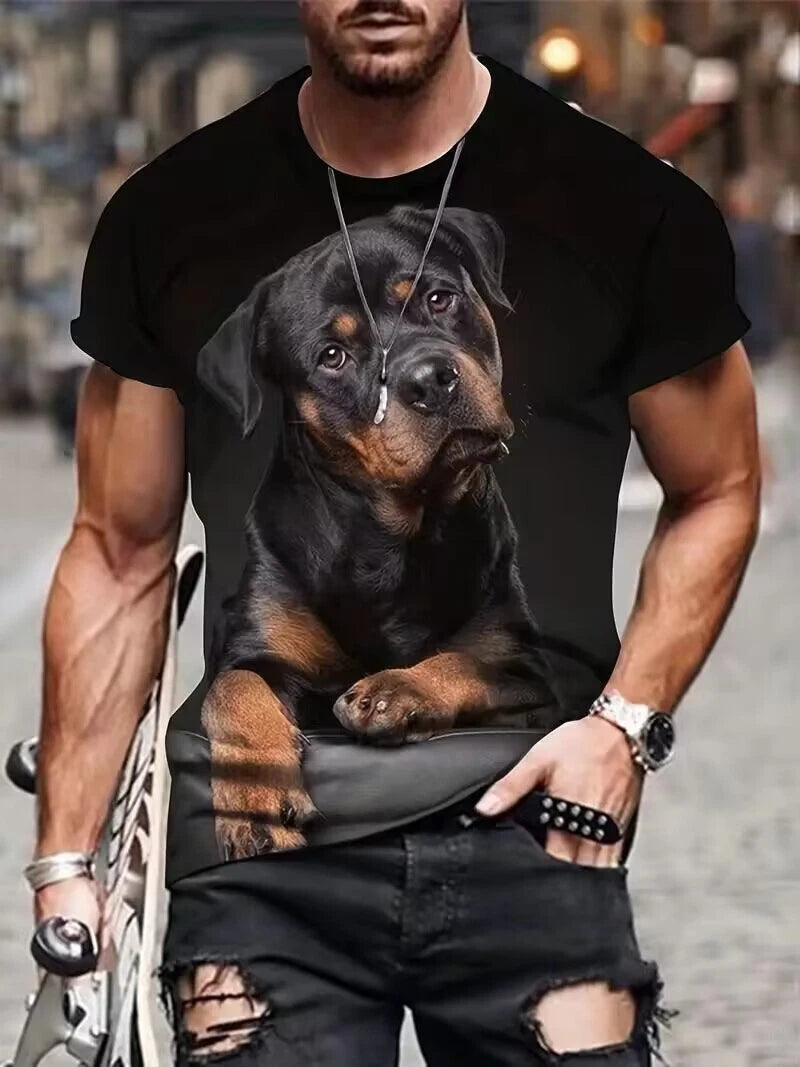 T Shirts Fashion Dog Brown Black Casual Short Sleeve Novelty Trendy T-Shirt Tee