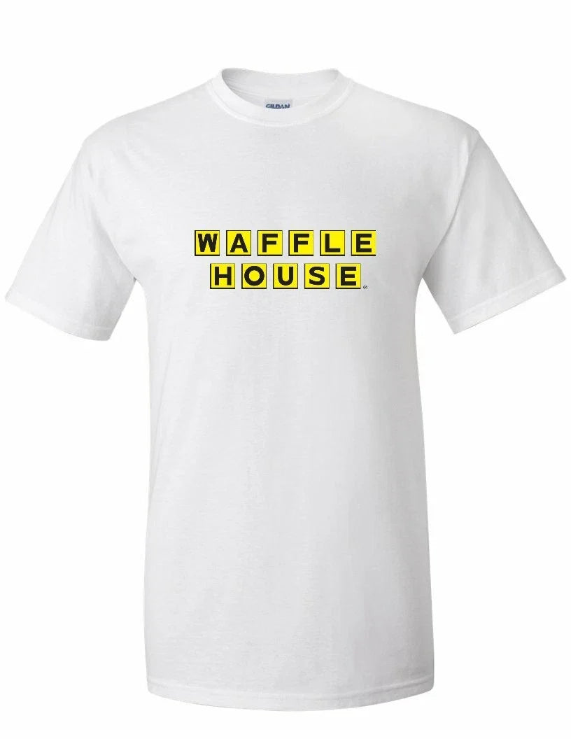 WAFFLE HOUSE Vintage logo Tee Shirt FUNNY Cool Food White Cotton T-shirt