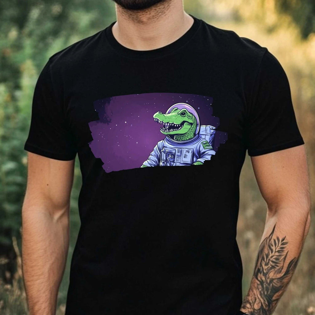 Mens Crocodile Astronaut Print Cotton T-Shirt Size XS to 5XL