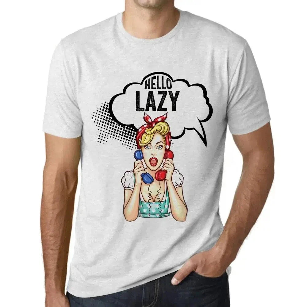 Men's Graphic T-Shirt V Neck Hello Lazy Eco-Friendly Limited Edition