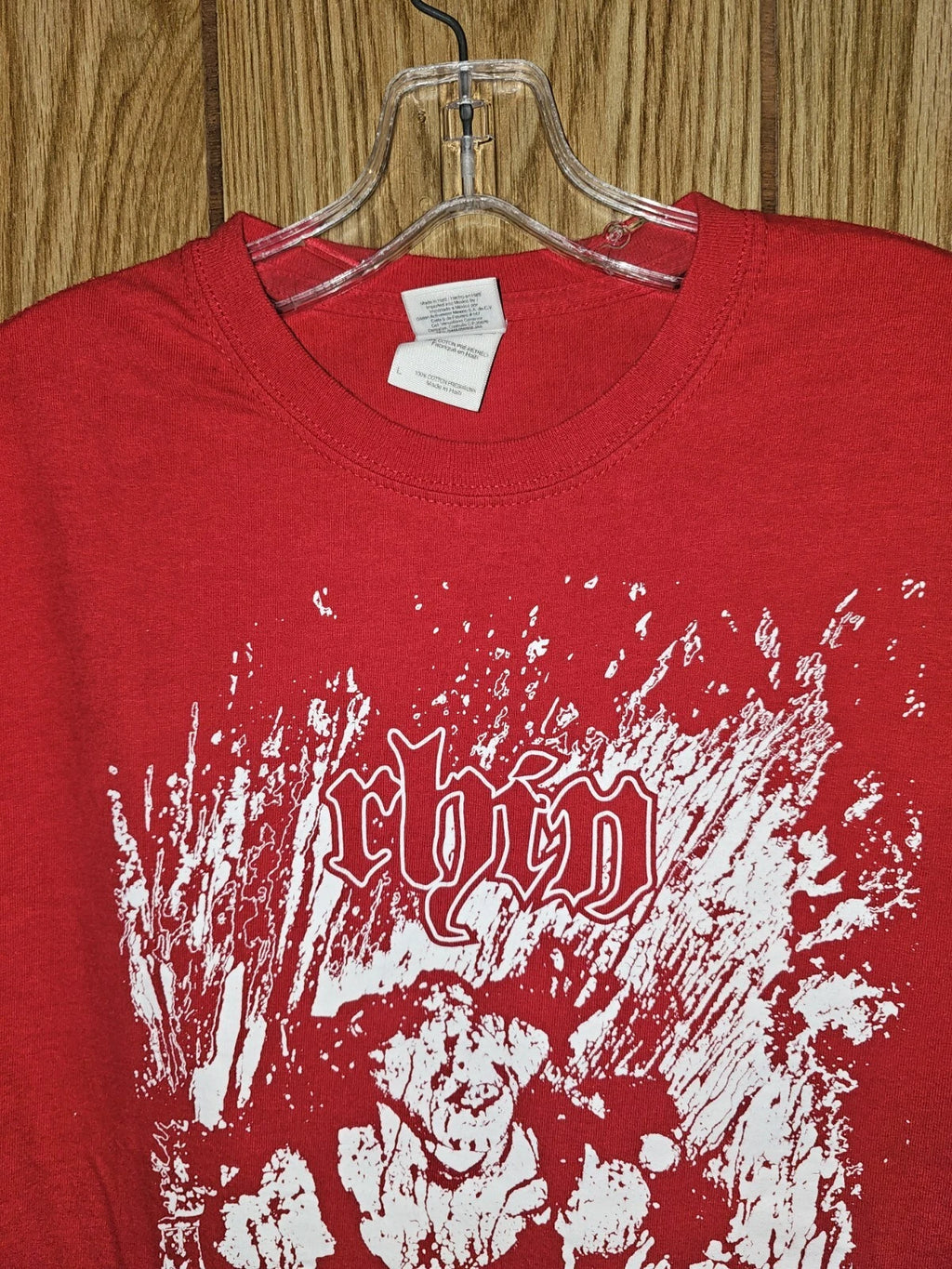 Rhin Self Righteous Prick Punk Rock Large Mens Red Double-sided Graphic Logo Tee
