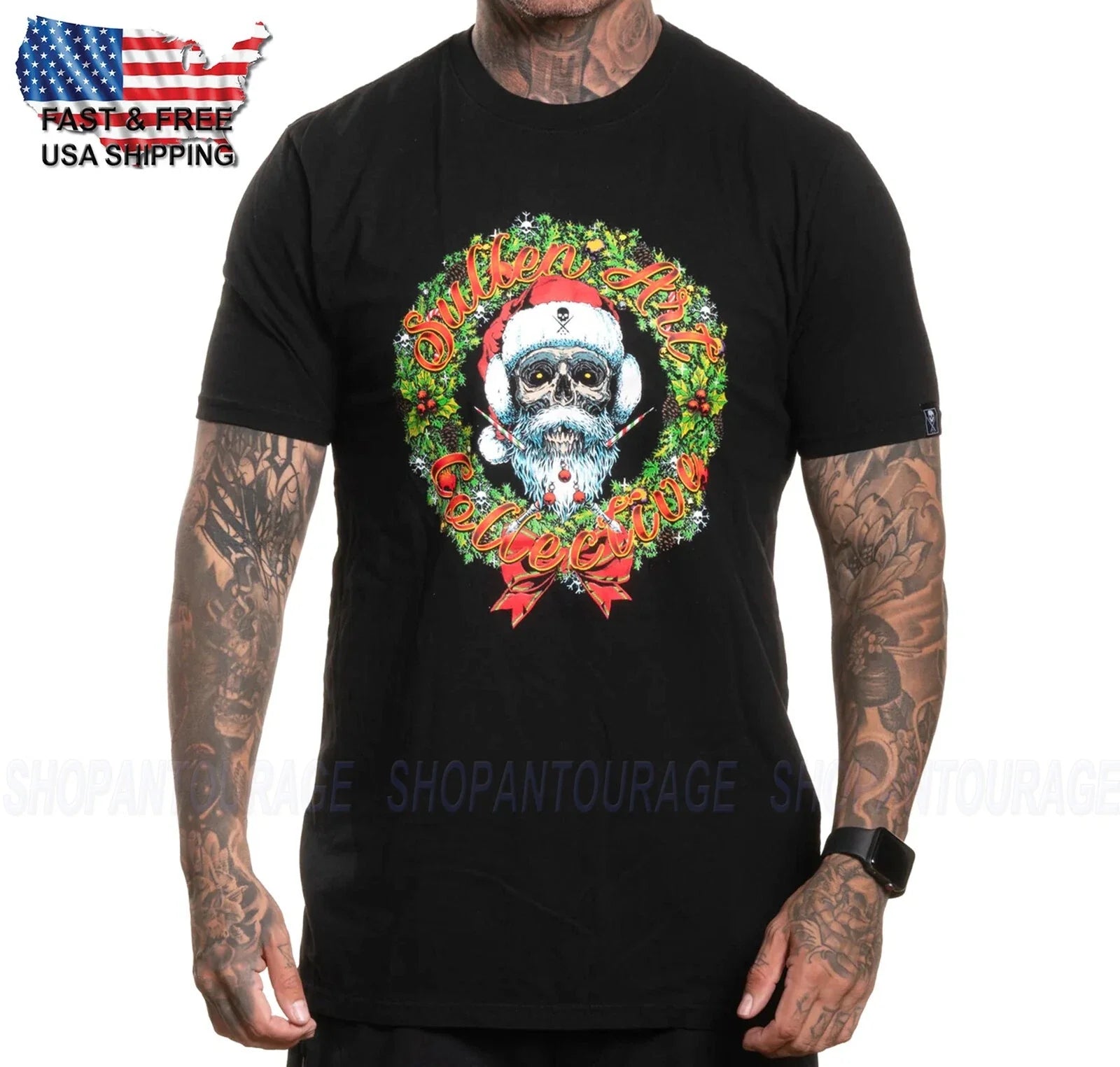 Sullen Art Collective XMAS T-Shirt A Maniche Corte Premium Fit SCM7059 Nuovo