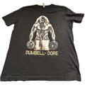 Canvas T-Shirt Men's Size Large Black ‘Dumbell-Dore’ Short-Sleeve Round Crewneck