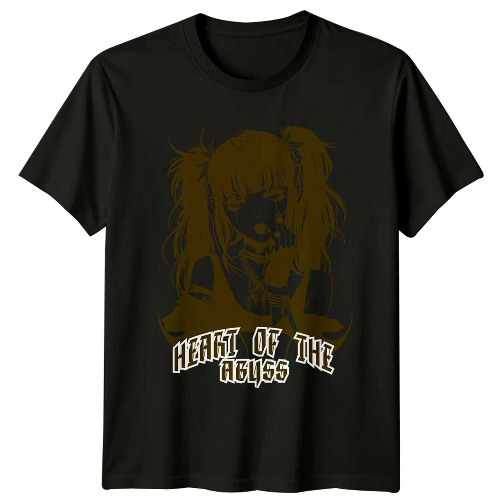 Anime Goth Girl Heart Of The Abyss Text Graphic T-Shirt