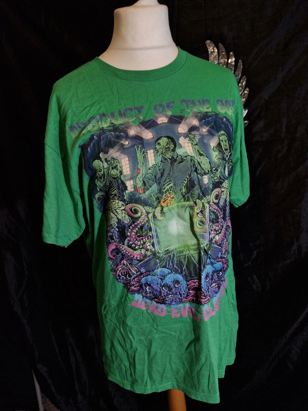 green 80s Horror T-shirt Movie Gothic Alternative Metal Festival Unisex Tee L