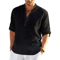 Mens Short Sleeve Linen Shirt Casual Baggy Button-down Solid Tops Hawaiia Blouse