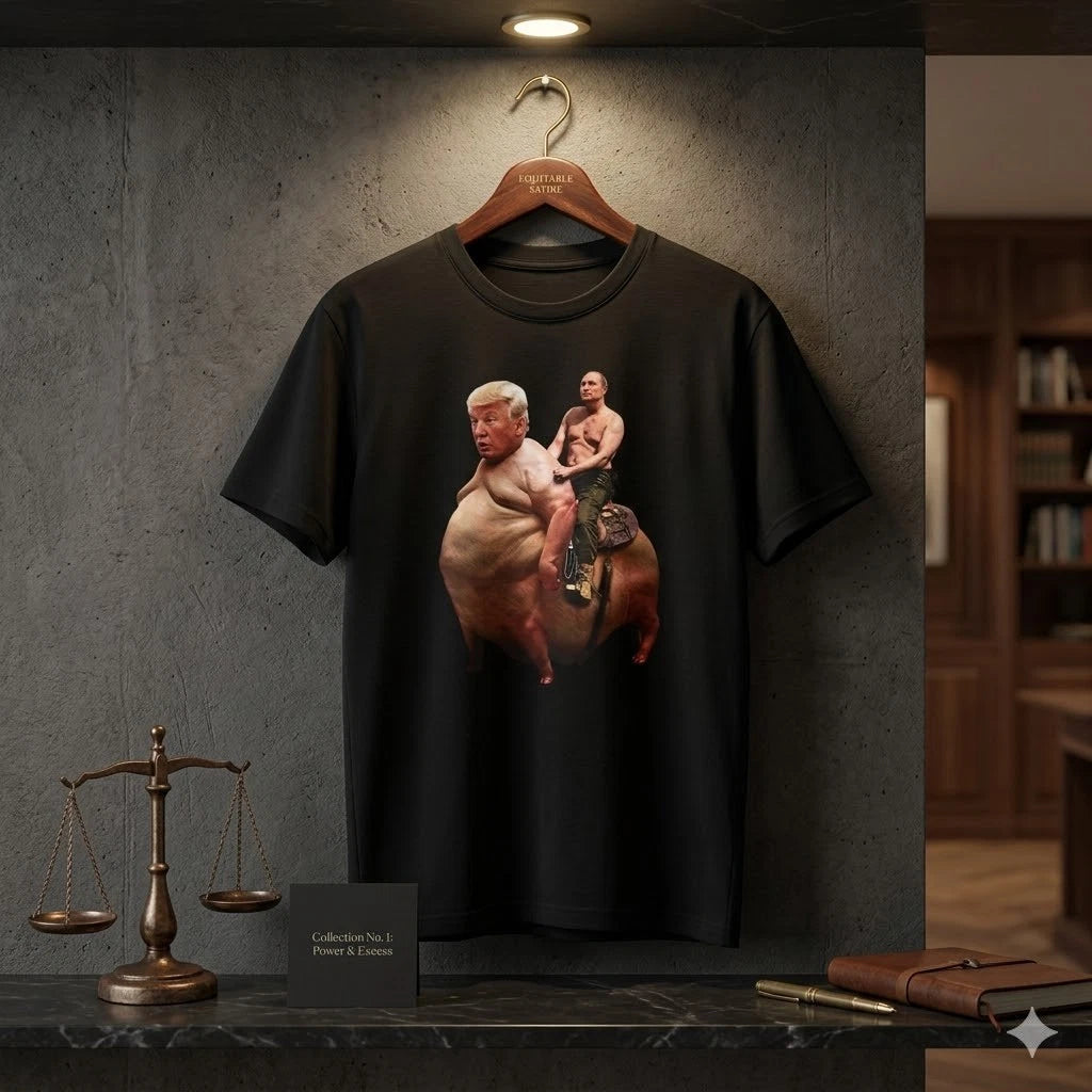Putin Riding Trump Funny Political Satire Meme Graphic T-Shirt Tee - L025