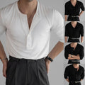 Mens Short Sleeve Muscle Fit Ribbed Pullover Sports Top Casual Slim T Shirt