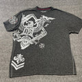 Nobility Mens Shirt Grey XX-LargeAll Over Graphic Eagle Embroidered 2XL Y2K