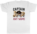 Personalised Captain Any Name Pirate Hat Patch Mens T-Shirt Tee Gift Top