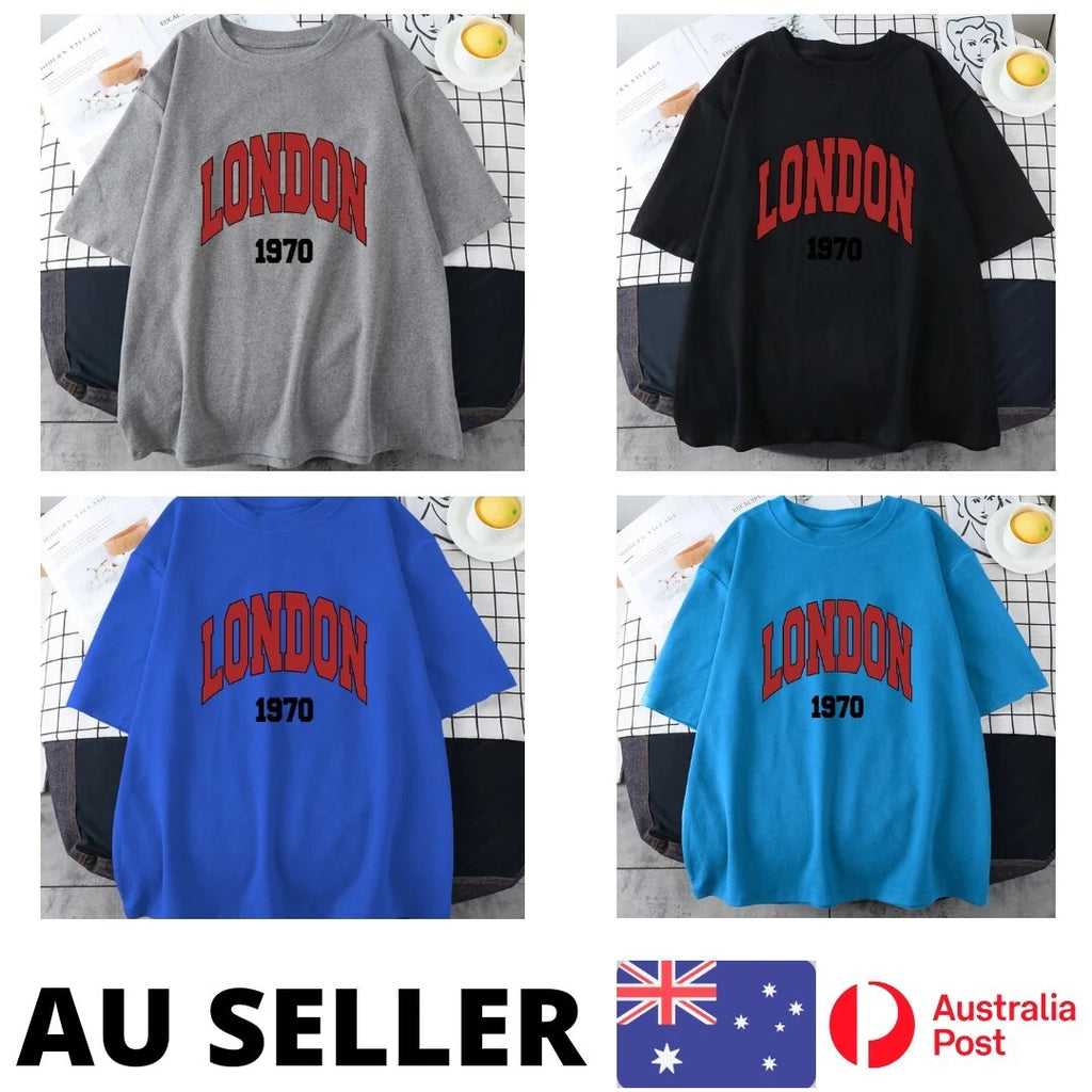 London 1970 Shirt Creativity Letter Cotton - AU Stock