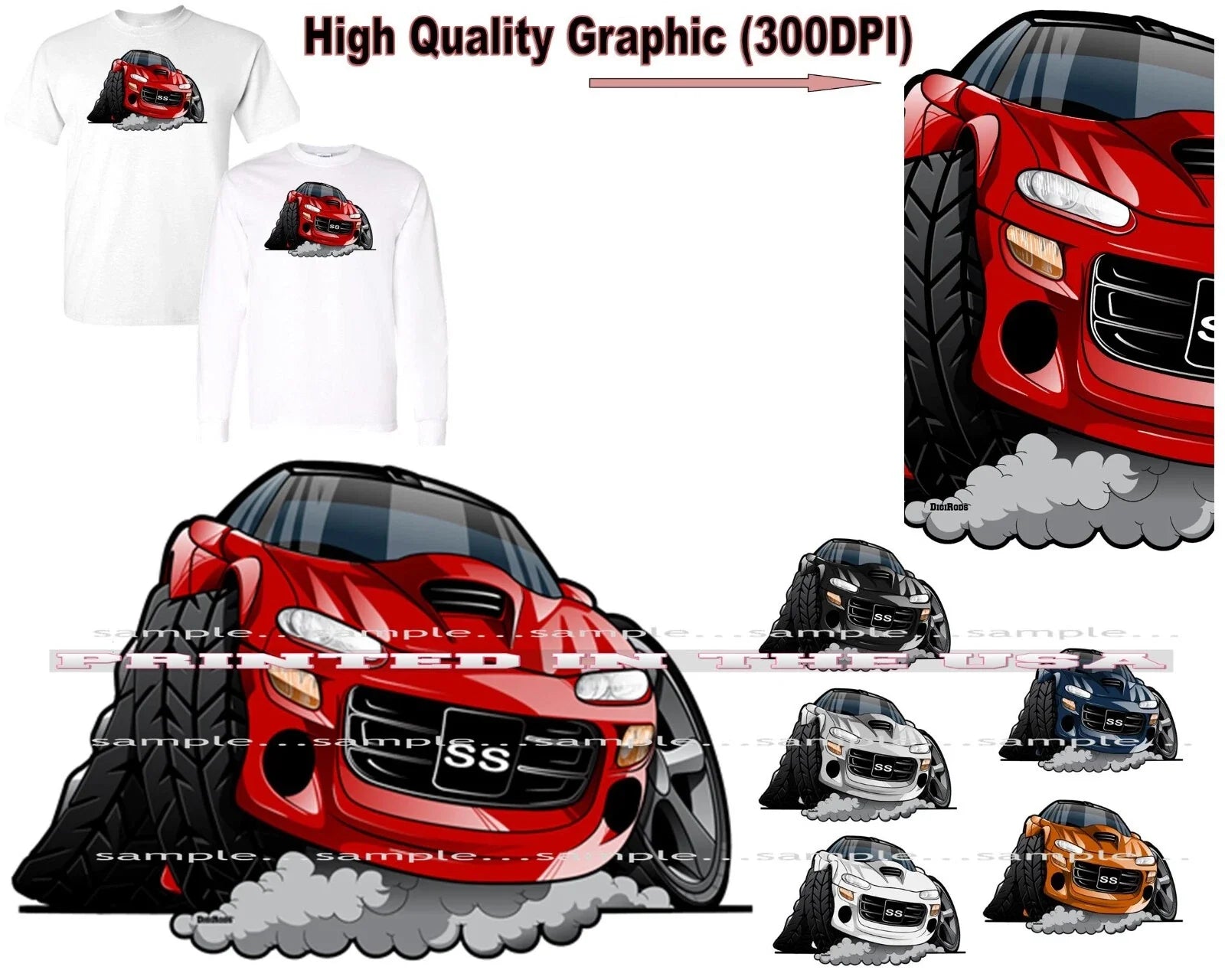 Chevrolet Chevy Camaro SS 4th Fourth Generation DigiRods Cartoon Car T Shirt