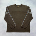 Vintage XG Striped Long Sleeve T-Shirt Men's Medium Brown Ribbed Surf Skate Y2K