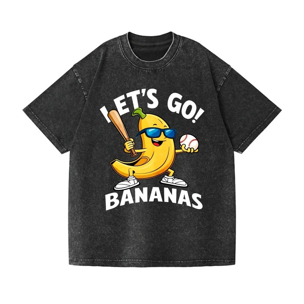 Let’s Go Bananas Baseball T-Shirt, Funny Savannah Bananas Fan Vintage Washed Tee