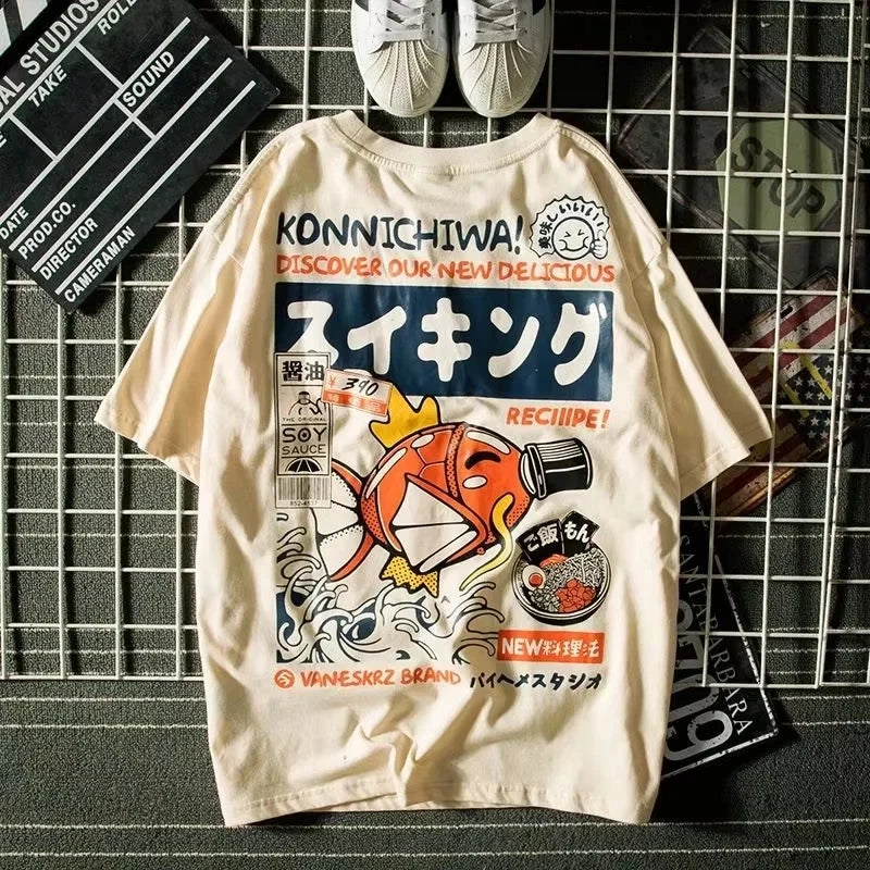 Harajuku Japanese Style T-Shirt Mens Streetwear Loose Couple Matching Tops