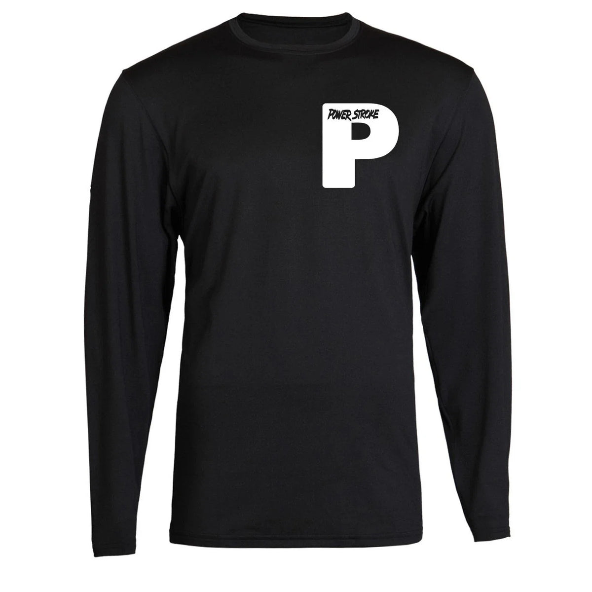 White Powerstroke Small P T-Shirt Unisex Black Color Front S - 2XL Long Sleeve