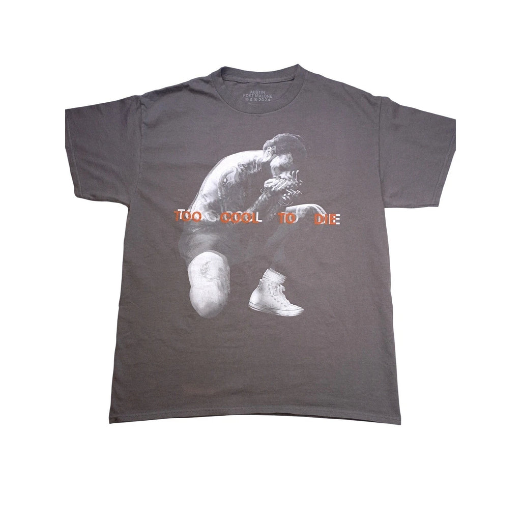 Post Malone Too Cool To Die Graphic Tee Charcoal Grey Mens Medium 2024 Official
