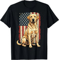 Yellow Labrador Retriever USA Flag T-Shirt, Patriotic Lab Dog T-Shirt