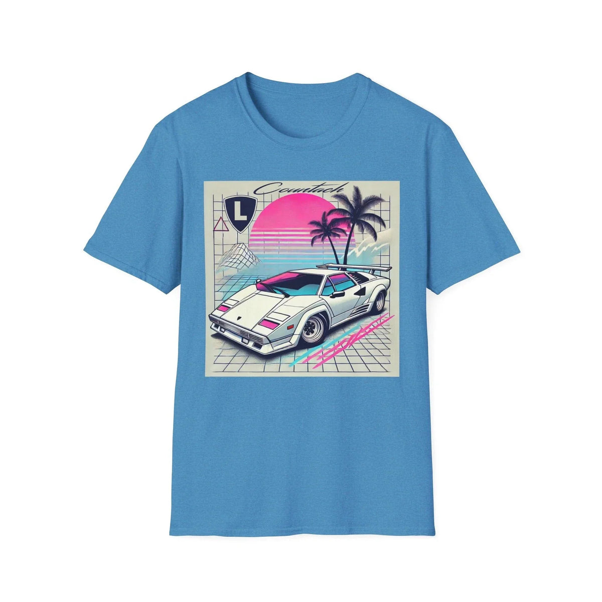 Countach Retro 80s 90s Vaporwave Neon Sunset Palm Tree T-Shirt
